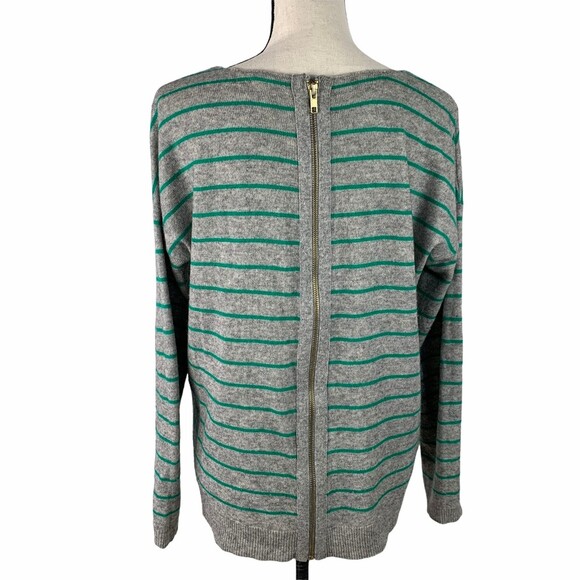 Halogen Sweater Women Medium Cashmere Blend Striped Full Back Exposed Zipper - Picture 3 of 7